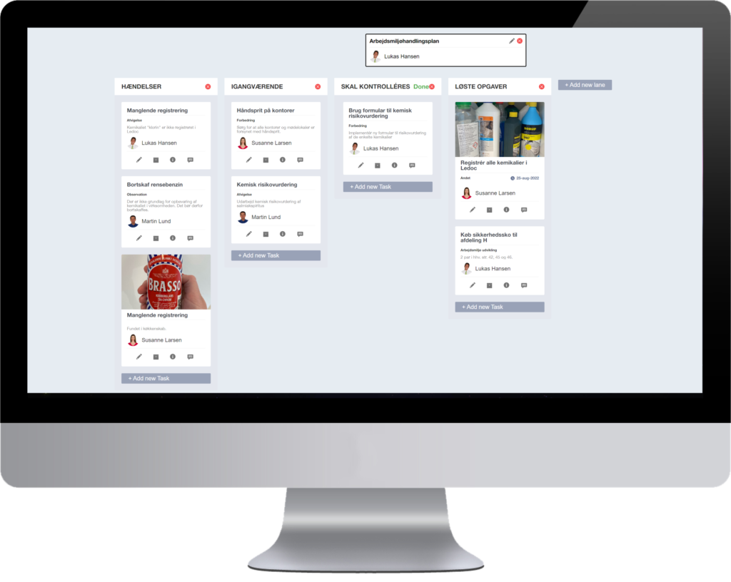 Arbejdsmiljøopgaver på visuelt board